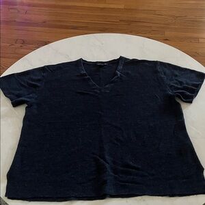 Eileen Fisher Dark Blue V-Neck Top
